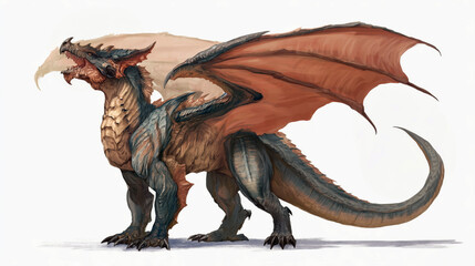 Fearsome Elder Dragon Creature Design in Art Style with Full-Body Perspective and Details