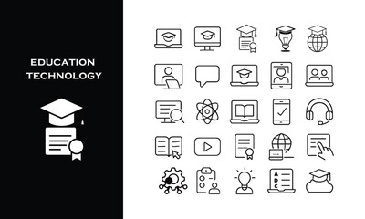 Modern education technology icons perfect for online learning platforms and innovative teaching materials, empowering students with digital resources today