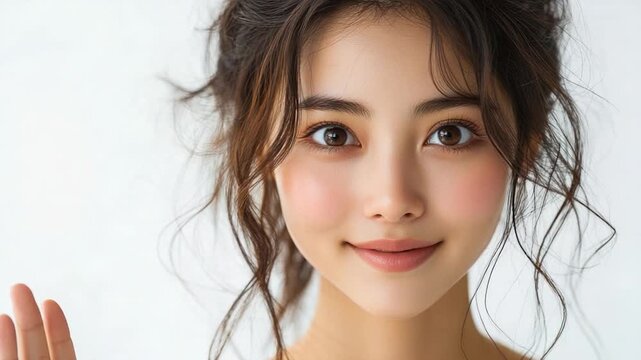 A close-up of a young woman with her palm facing upwards, possibly indicating surrender or seeking help