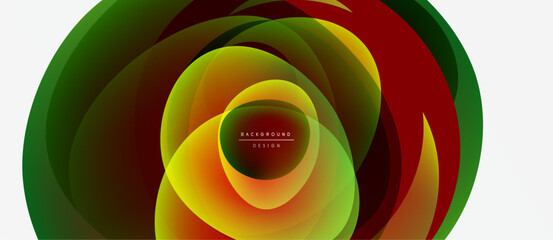 Fototapeta premium Abstract colorful layers create dynamic circular design. Vivid gradients blend, forming modern background element. Smooth shapes suggest movement, depth.