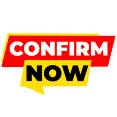 CONFIRM Now png, red colour icon, approval concept tag, verified deal mark, transparent flat layout