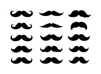 Classic mustache collection set in silhouette style for grooming enthusiasts