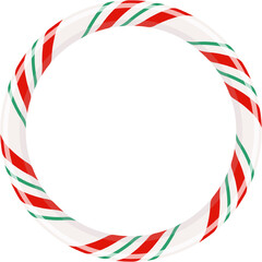 Obraz premium Christmas candy cane circle signboard, red and white frame with cute holiday pattern. PNG.