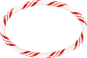 Obraz premium Candy cane circle frame isolated on white, Christmas holiday blank template, PNG.