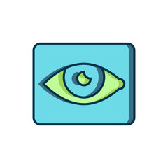 Filled outline Red eye effect icon isolated on white background. Eye redness sign. Inflammatory disease of eyes. Flat filled outline style with shadow. Vector