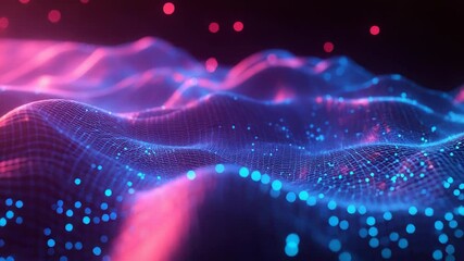 Abstract digital landscape showing data network connection waves - Powered by Adobe