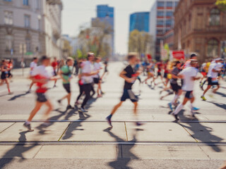 marathon runners in the city