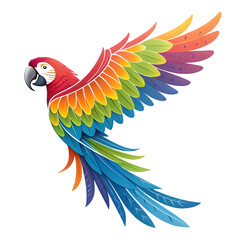 Fototapeta premium Stunning macaw parrot with vibrant rainbow wings for tropical flair and inspiration isolated on transparent background