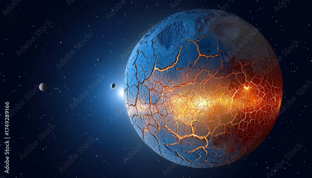 Canvas Prints cosmic rupture distant worlds collide as cracks emerge, lighting up the deep space background