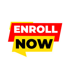 ENROLL Now png, red colour symbol, education join tag, student registration mark, modern creative art