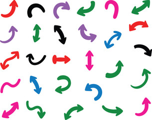 Obraz premium Colorful arrow collection showing direction and movement symbols in various shapes and hues