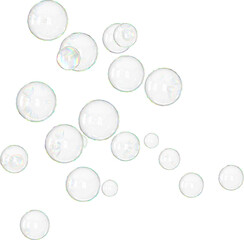 3D Transparent soap bubble dispersion abstract isolated clipart element