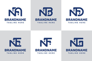 Letters NA NB ND NE NF NG Pipe Drop Logo, symbolizing plumbing, flow, and reliability