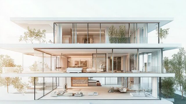 Modern luxury home transparent cross section concept