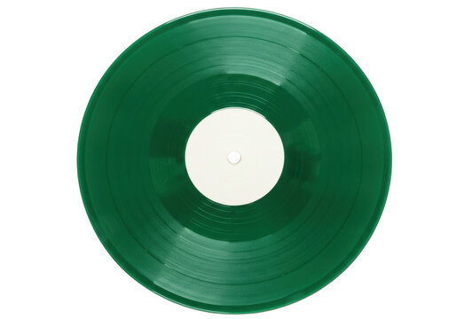 Green vinyl record isolated, music album disc for DJ turntable and vintage audio equipment - Powered by Adobe