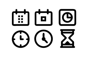 Time and calendar icons in simple style