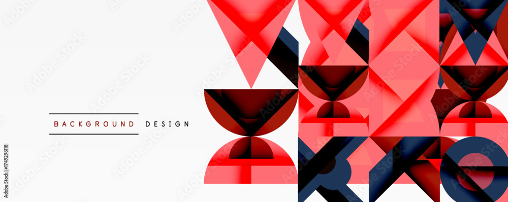 Wall mural abstract geometric shapes, red, navy, white. modern design elements create dynamic visual texture. m
