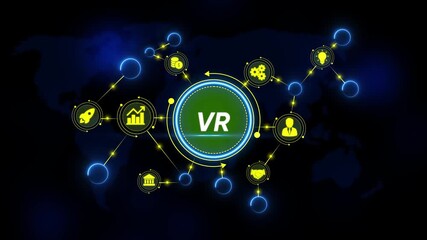 Virtual reality business network connections global digital transformation V R technology - Powered by Adobe