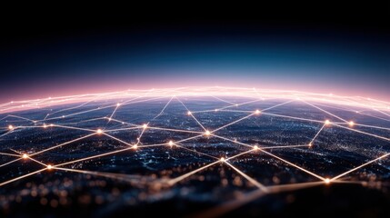 Global network connectivity earth digital visualization space aerial view future technology impact