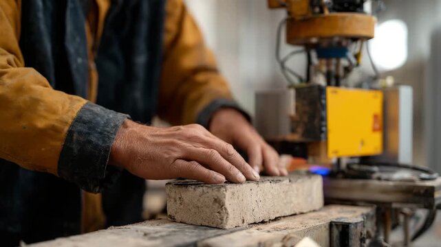 A close-up of skilled hands working meticulously with machinery, emphasizing craftsmanship and the dedication required in manual labor and industrial processes, showcasing precision.