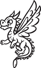 Cute Baby Dragon Flying Cartoon Illustration