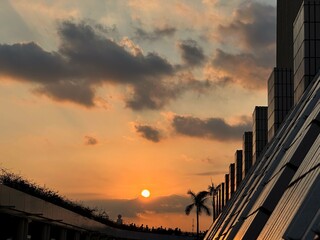 sunset over the city