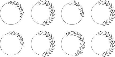 Obraz premium Elegant floral wreath designs set botanical decorative circular frames for invitations and crafts