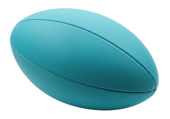 Isolated turquoise rugby ball, sports equipment for training and recreation, oval shape