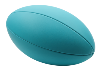 Isolated turquoise rugby ball, sports equipment for training and recreation, oval shape