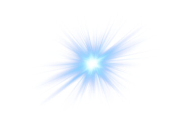 Camera flash flare effects with lens shine, explosion, and neon light star create a glowing blue PNG Overlay. Transparent background adds dynamic sparkle and radiant glow for photography or design PNG