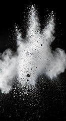 Explosion of White Powder Against Black Background - Abstract Art in Motion.