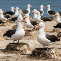 Laysan Albatross Colony - Seabirds Nesting on Midway Atoll National Wildlife Refuge.