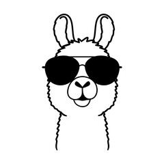 Lama with sunglasses svg cut file. Isolated vector illustration.