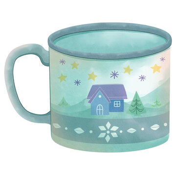 Winter Mug Merry Christmas Watercolor Clipart