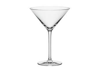 Elegant martini glass isolated on transparent background, classic barware for cocktails and drinks presentation