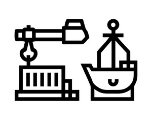 Illustration of a cargo ship and a crane