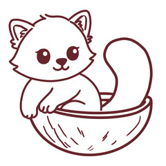 Simple Red Panda, Line Art Illustration