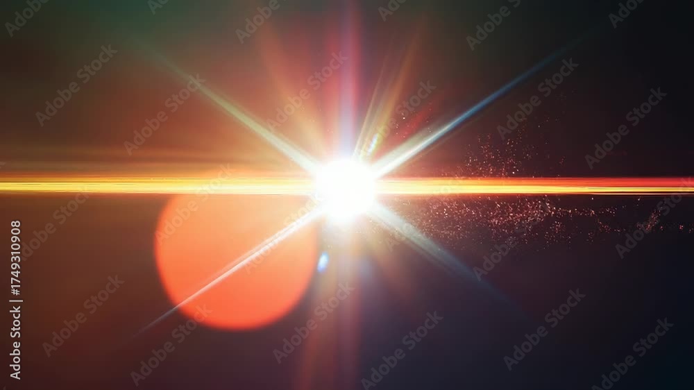 Wall mural bright abstract shining starburst creating dynamic light flare