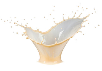 Beige liquid splash PNG isolated on transparent backdrop, creamy beverage or paint element for design and advertising