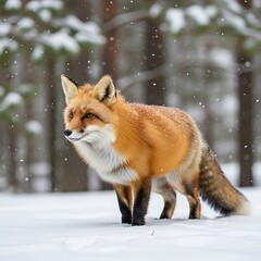 Obraz premium Red Fox in Winter Wonderland - A Portrait of Wildlife in Snow.