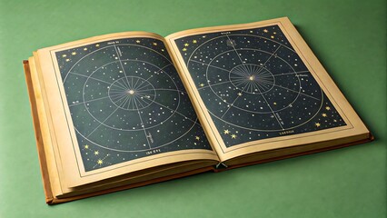 Open book with star map and constellations
