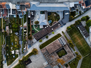 School and adjacent sport fields seen from above