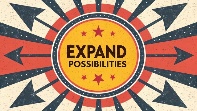 Bold Graphic Design with Arrows and Stars to Expand Possibilities