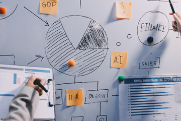 Business people are analyzing and planning business strategies.