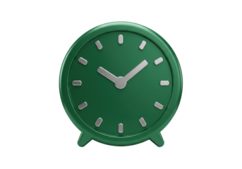 Green retro alarm clock PNG isolated on transparent background, vintage style timepiece for time management and reminders