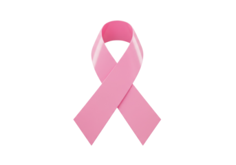 Pink ribbon isolated on transparent background, breast cancer awareness symbol for health campaigns and charitable causes PNG