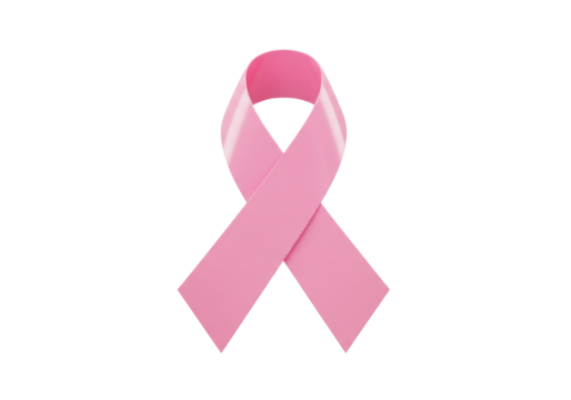 Pink ribbon isolated on transparent background, breast cancer awareness symbol for health campaigns and charitable causes PNG