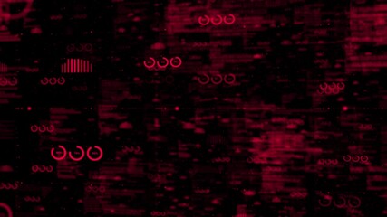 Magenta red color flying through digital hi-tech grid big data flow binary code matrix design technology background - Powered by Adobe