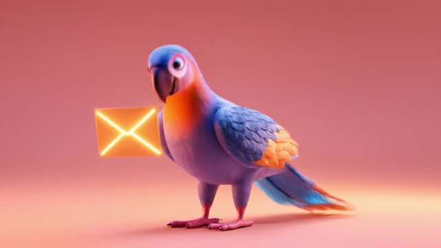 Colorful parrot illustration with geometric shape in vibrant digital artwork