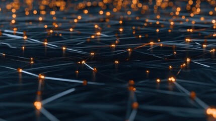 Dynamic network connections abstract digital space visual representation dark environment close-up view technological concept